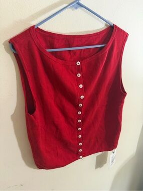 NWT Cider 2xl Red Sleeveless Button-Front Tank